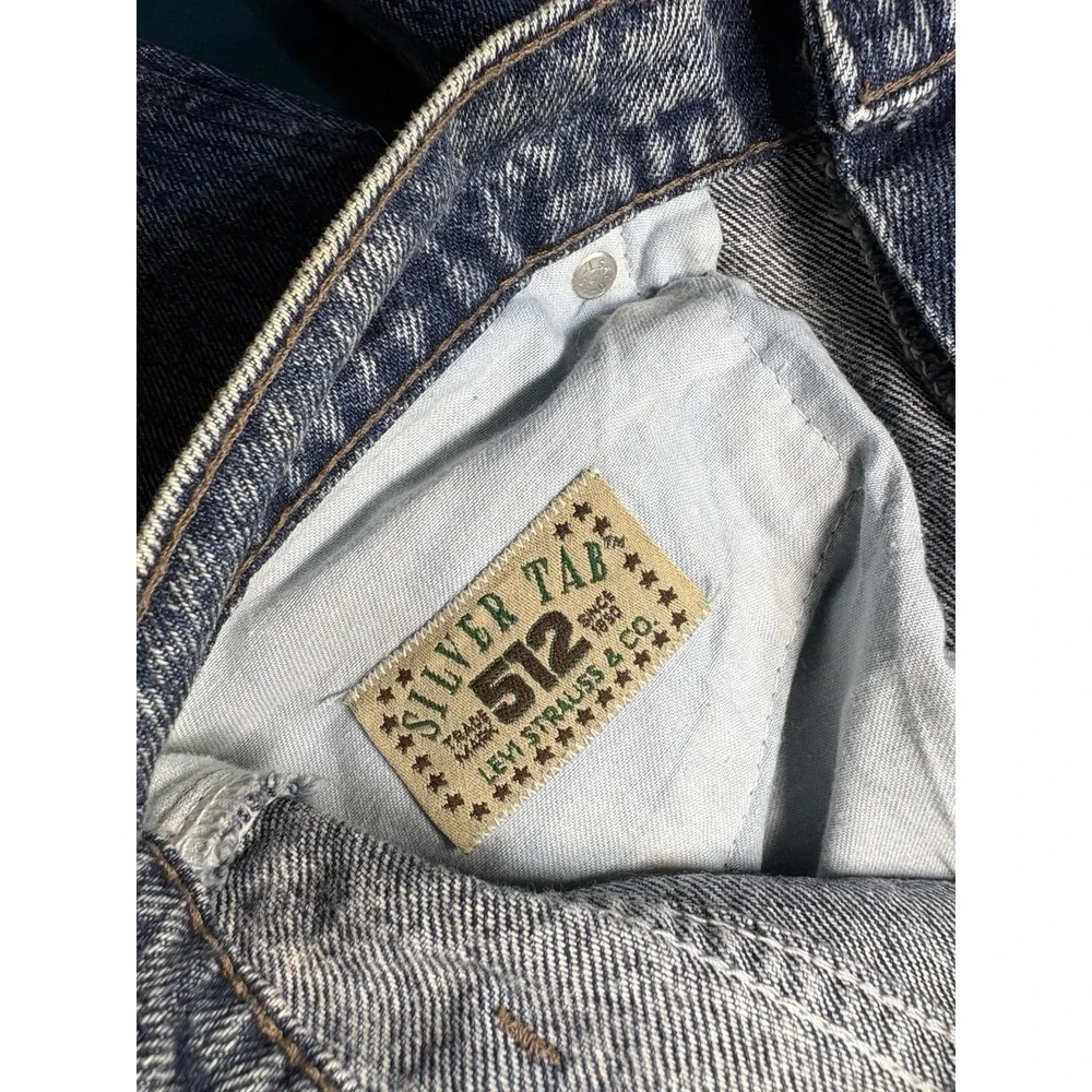 Vintage LEVIS 512 Silvertab Jeans Men 32x34 Slim Taper Acid-Wash 90s Made In USA